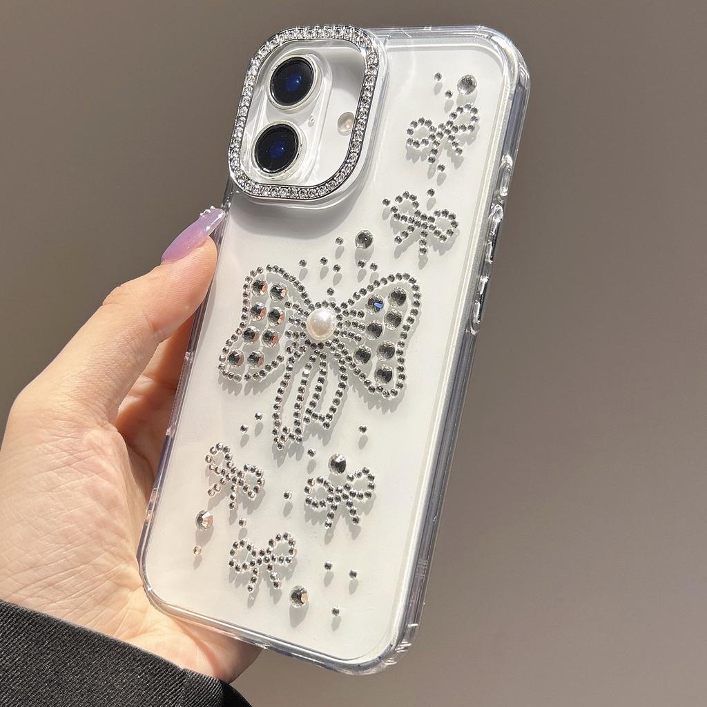 Diamond Rose Case For iPhone 14 Pro 15 ProMax 16 Pro Max Glitter Transparent Cover Funda For iPhone 13 12 11 Luxury Phone Shell