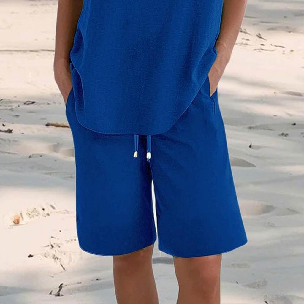 Lässige Sommer-Strandshorts für Damen, elastisch, einfarbig, lässige Shorts