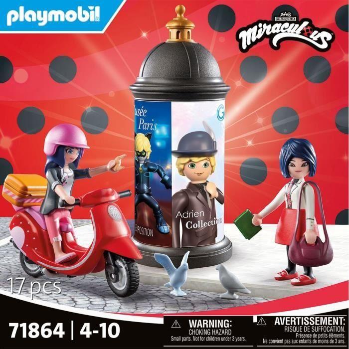 Playmobil 71864 marinette à scooter &amp; kagami, miraculous, 17 pièces, dès 5 ans