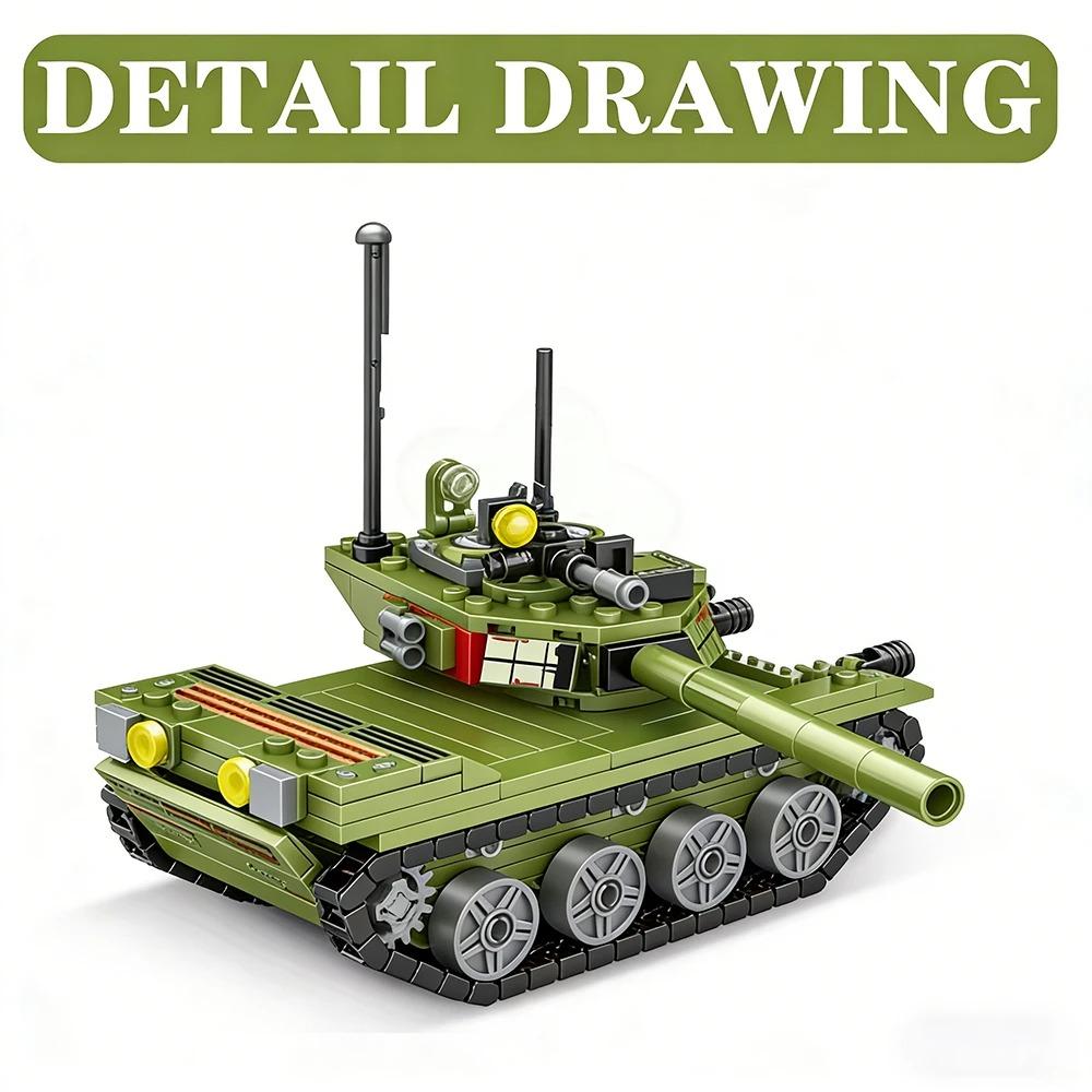 Military T-85 Main Battle Tank Vehicles Army Soldier Figures Building Blocks Kids Toys For Children Boy Gift