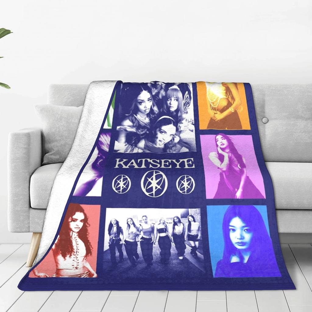 Poster Katseye Coperta Plaid in Flanella Coperta Kpop per Casa Auto Trapunta Super Morbida,