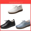 Spring Handmade Leather Womens Flat Shoes With Soft Sole And Lace Closure For Casual Wear