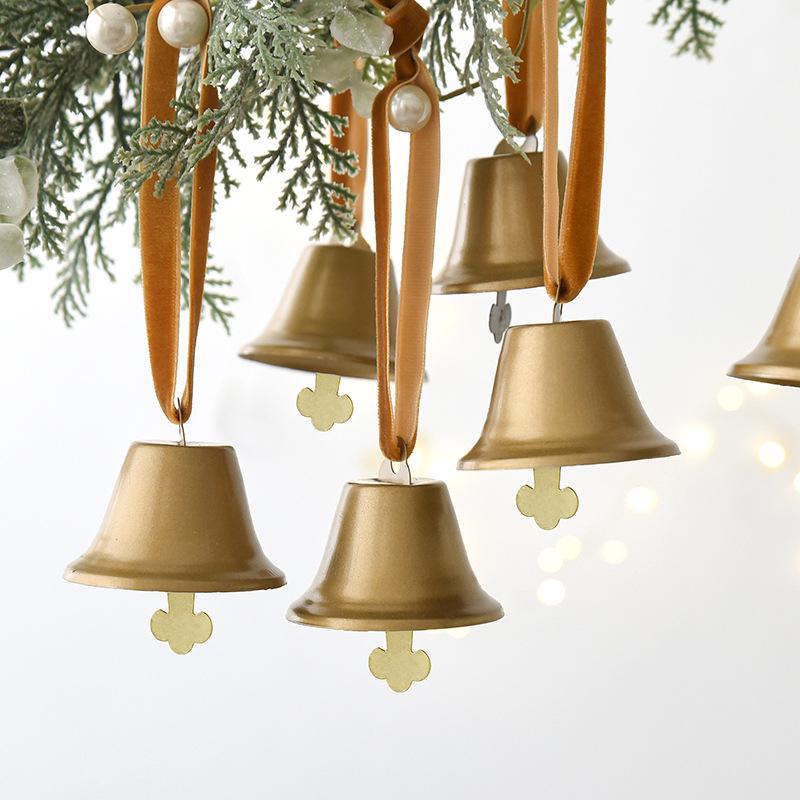 Christmas Bell Pendant with Swan, Velvet Ribbon & Pine Cone - Tree Ornament & Decoration