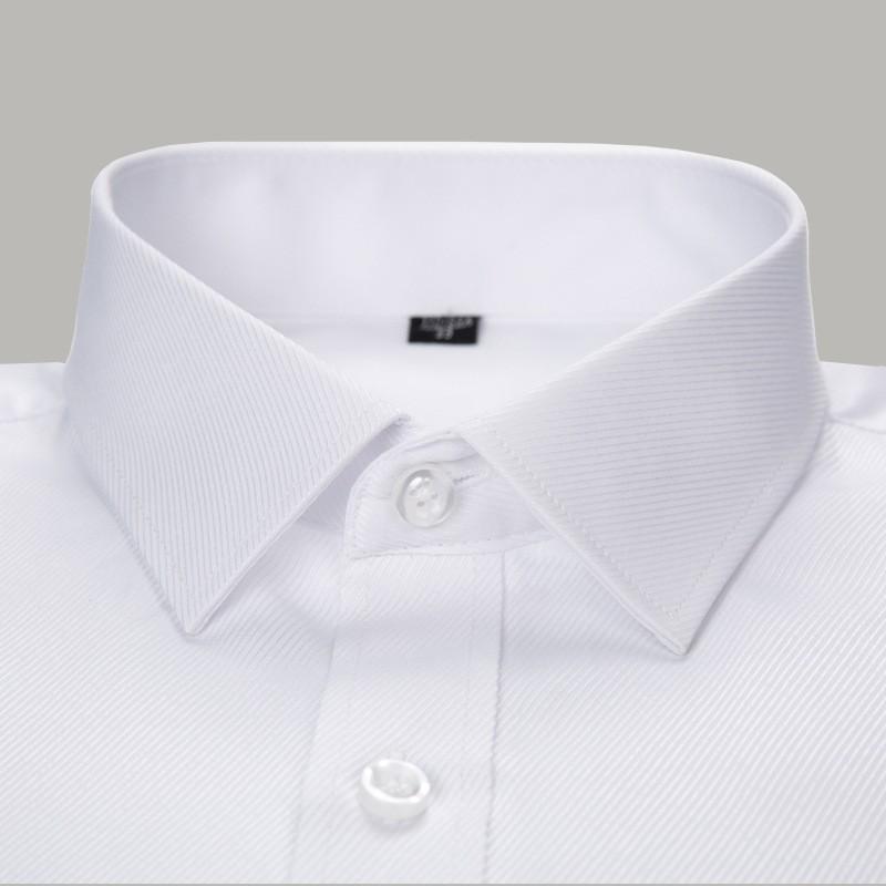 Men's White Long Sleeve Professional Business Shirt with Optional Short Sleeve and Tie