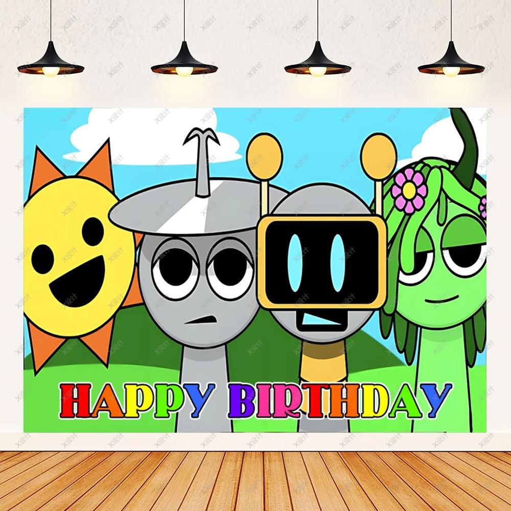 Hot Game-Incredibox Sprunki Kids Birthday Party Balloon Banner Background Cake Topper Decoration Baby Boy Party Supplies Gifts
