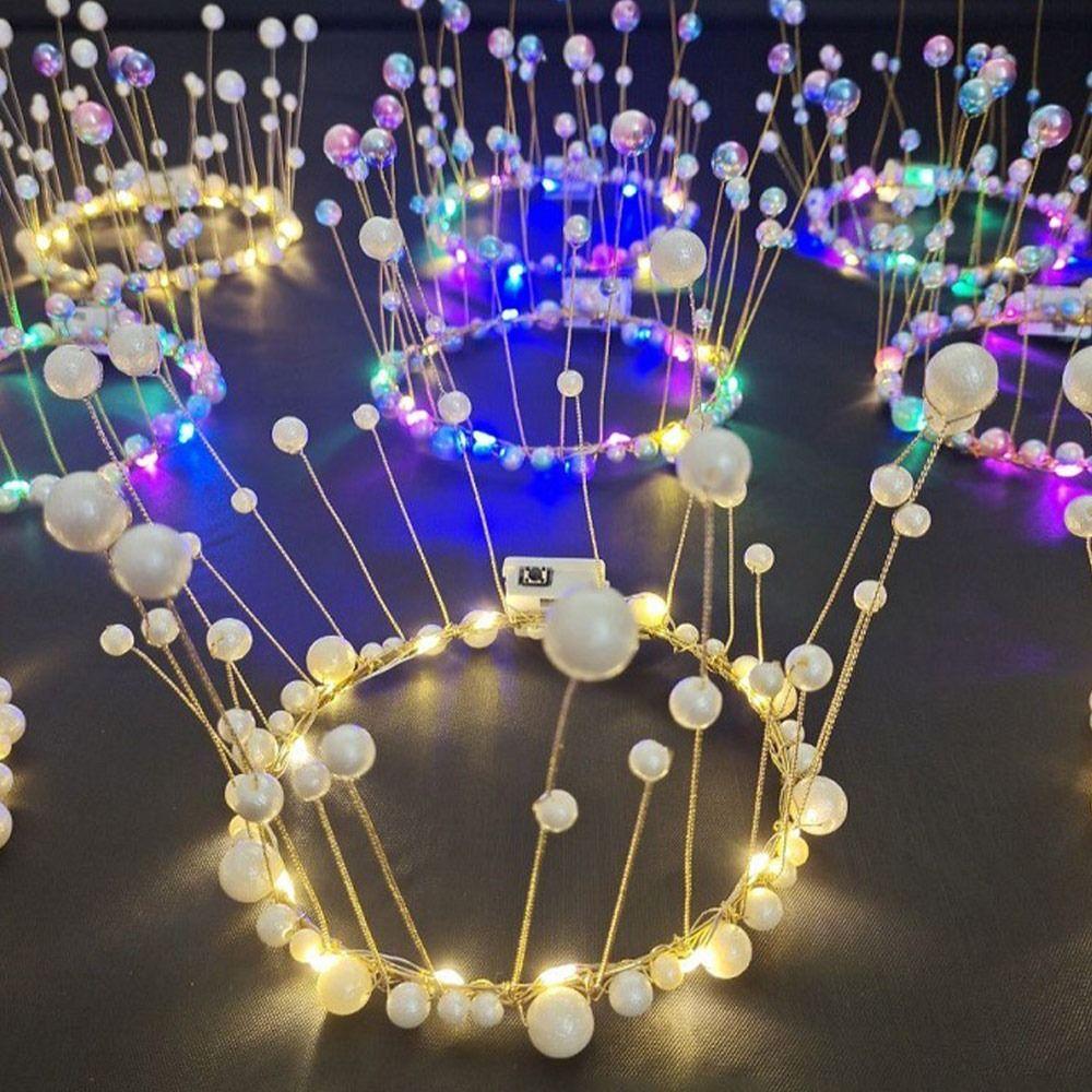 

Обруч для волосся перлина корона квітка підсвічування пов язка на голову світиться світлодіодний вінок різдвяна вечірка прикраса 1