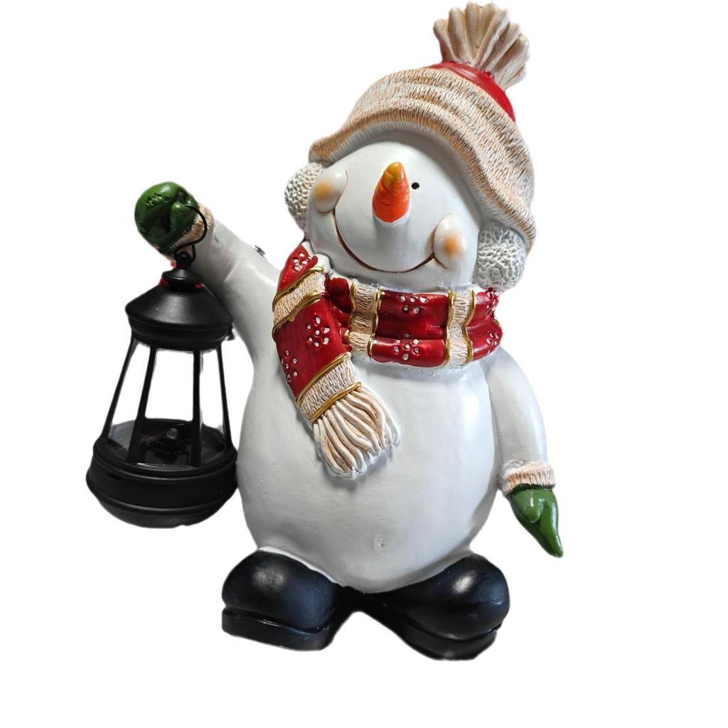 Solar-Powered Snowman Lantern - Outdoor Christmas Resin Ornament