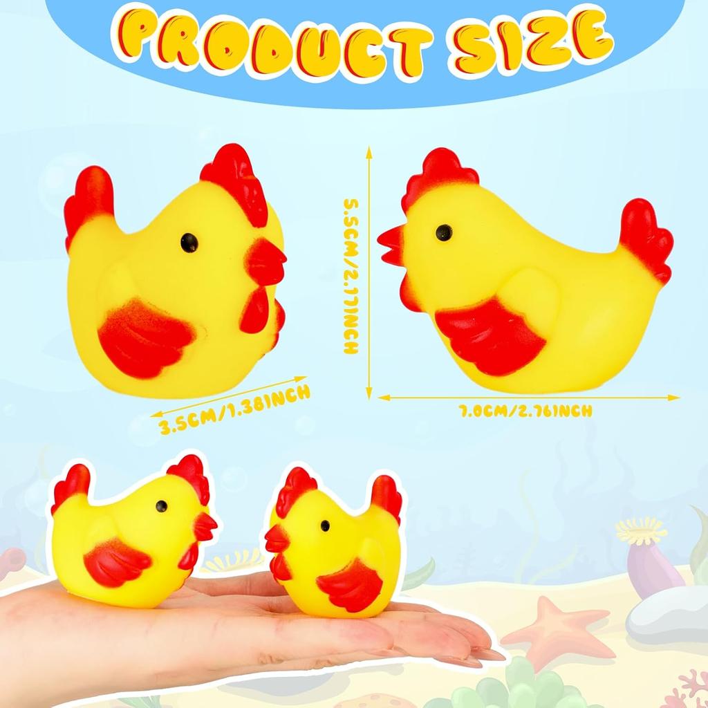 50 Pcs Yellow Rubber Chicken Squeak Mini Rubber Chicks Squeezable Chicken Squeaky Toy Chicken Noisemaker for Shower Bath Birthday Novelty Favors