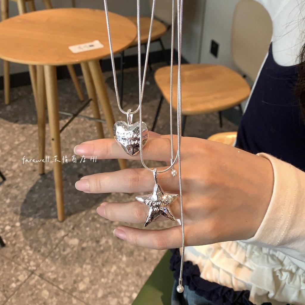 Love Necklace Female Punk Same Niche Silver Design Retro Spice Starfish