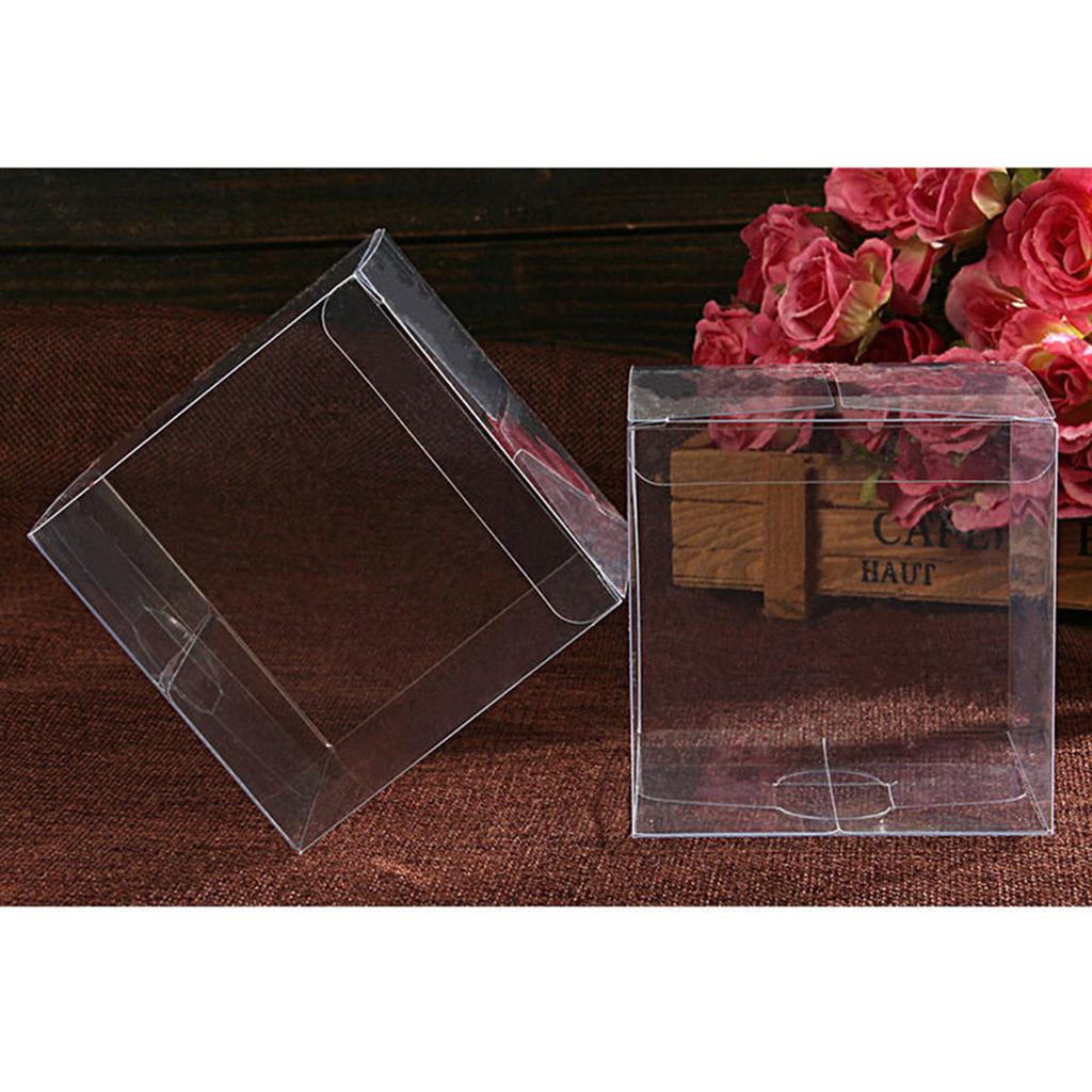 10 Stück Klare Transparente PVC Süßigkeitenbox Quadratische Plastik Geschenkverpackungsbox Hochzeit Dusche Geburtstagsparty 10x10x10cm