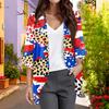 Ladies Fashion Loose Casual Print Beach Holiday   Sleeve Chiffon Cardigan