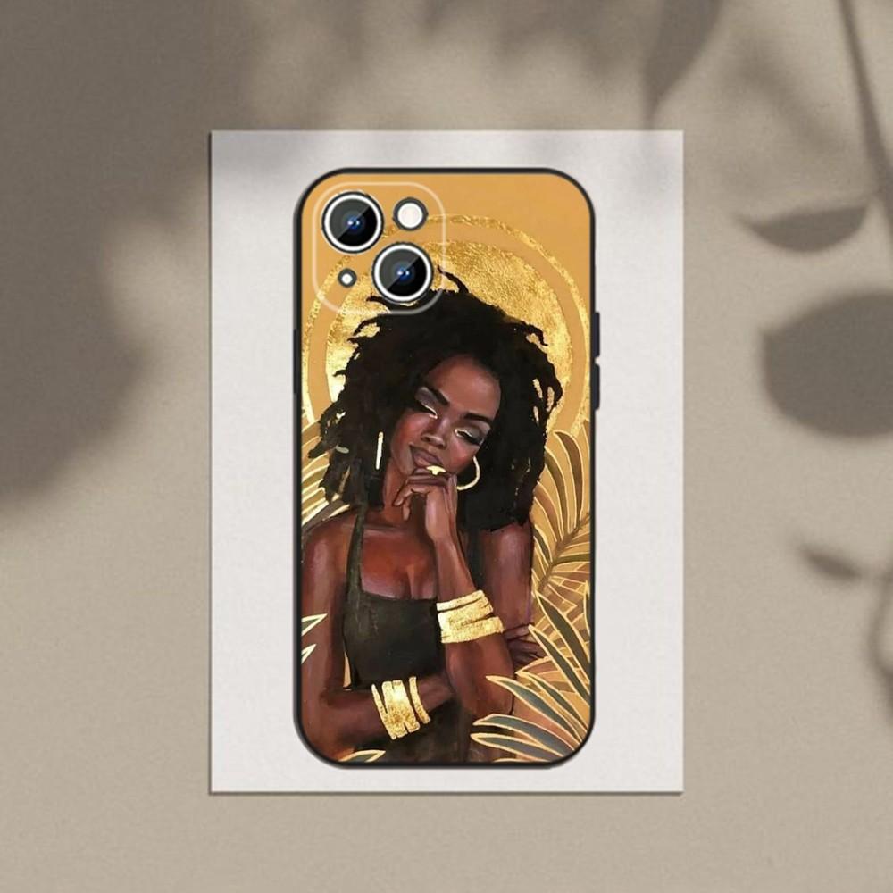 Afro Girls Art  Phone Case Phone Case For Apple iPhone 15,14,13,12,11,XS,XR,X,8,7,Pro,Max,Plus,mini Silicone Black Cover
