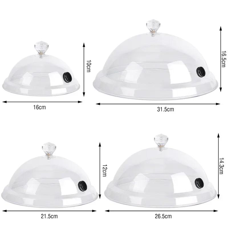 Home Smoking Dome Cover Kitchen Cooking Smoke Hood Acrylic Smoke Infuser Cloche Lid for Smoker Sprayer Plates Bowls