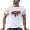 Klassieke Manx strandbuggy in rood T-shirt Dagelijkse Kleding Basic Top met Korte Mouwen