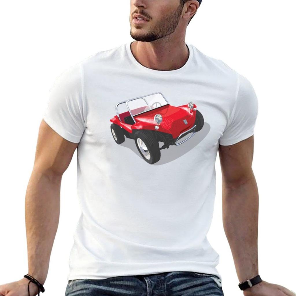 Classic Manx beach buggy in red T-Shirt Everyday Wear Basic Short Sleeve Top