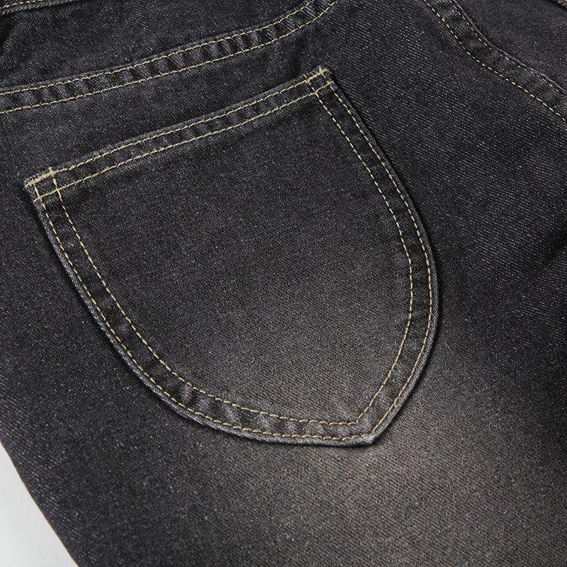 VIONA Jeans Damen Y2k Hosen Vintage Amerikanischer Retro High Street Bodycon Schlanke Passform Schlaghose Niedrige Leibhöhe Pflanzenstickerei Lange Hosen