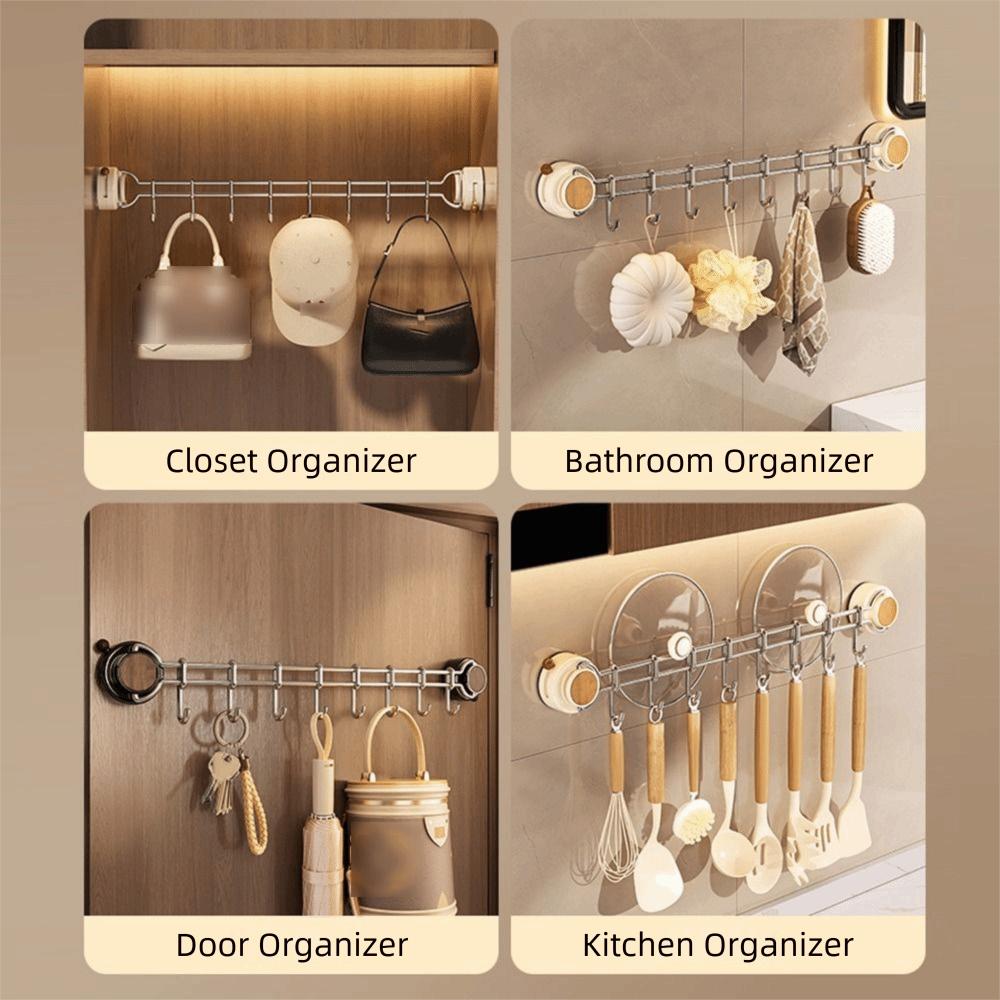 Sliding Suction Cup Kitchen Hook Adjustable Flatware Storage Rack Hanging Flatware Organizer  Coat