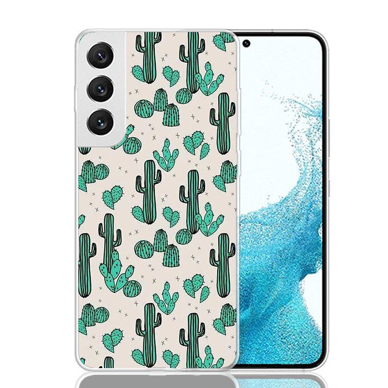 Cartoon Cactus Green Plants Phone Case For Samsung Galaxy S26 Ultra S23 S24 S25 Edge S20 FE S21 S22 Plus Soft Print Shell Cover