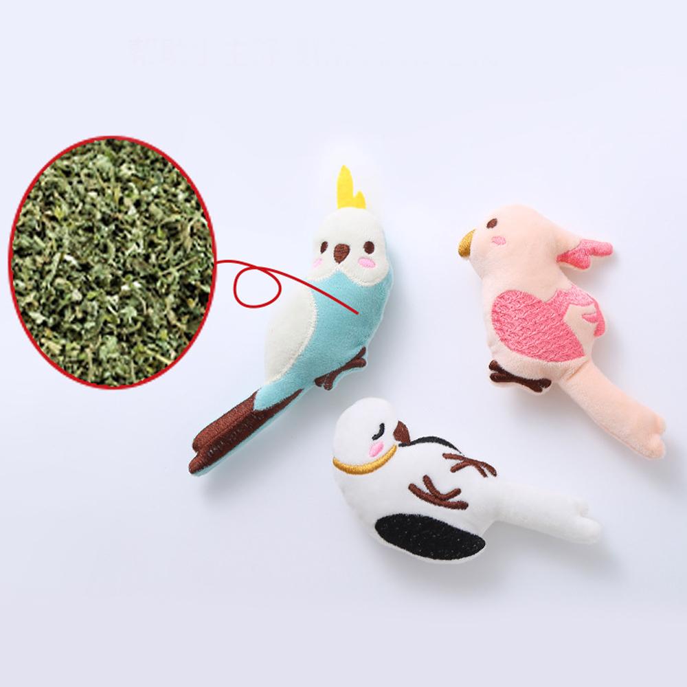 3pcs Plush Catnip Bird Cat Toy Cartoon Parrot Cats Kitten Scratch Chew Pet Toy