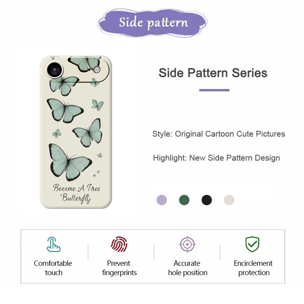 For iPhone 17 Air Case Green Butterfly Pattern Printing Straight Edge TPU Phone Back Cover