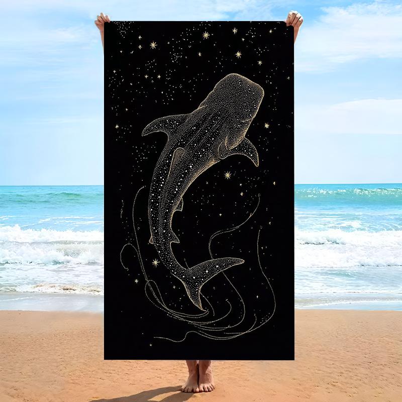 1Pc Whale Shark Beach Towel Constellation Print Ocean Space Design Quick Dry Soft Microfiber Bath Towel For Women Sea Loversgift