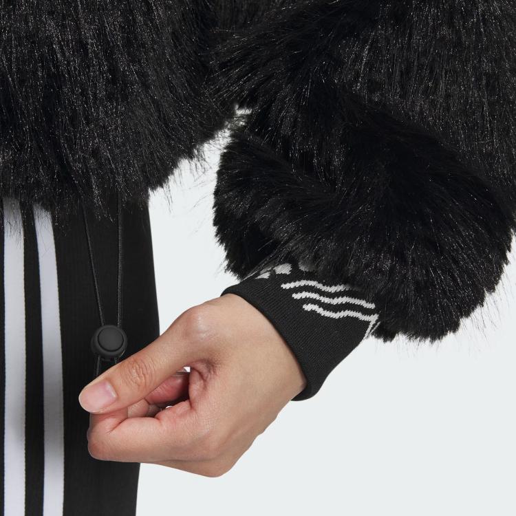 Adidas Originals X Feifei Ruan Collaboration FW23 Solid Color Logo Hooded Fleece Jacket Women Jackets Black IX4226
