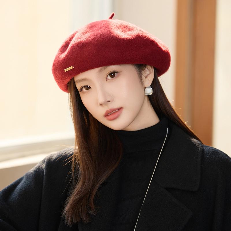 Wool Beret Women's Autumn and Winter Fashion Painter Hat Temperament Bud Hat Warm Pumpkin Hat