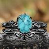 Super New European-American Turquoise Inlaid Gun Black Women's Engagement Ring