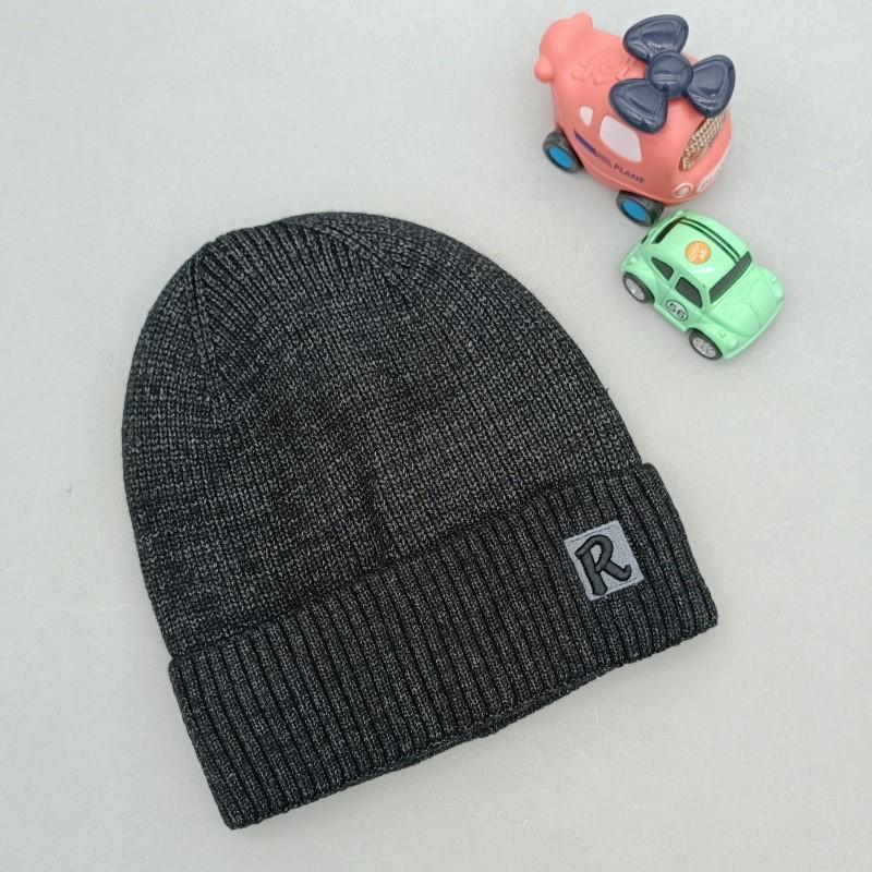 

Вязаная шапка с принтом буквы R, однотонная шапка-бини, ветрозащитная, модная, подарки
