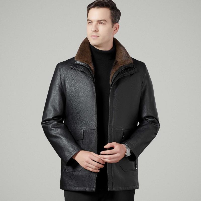 

Куртки из натуральной кожи для мужчин среднего возраста, шубы из утолщенного меха норки, зимняя одежда для людей среднего и пожилого возраста, куртки Nick для пап 195