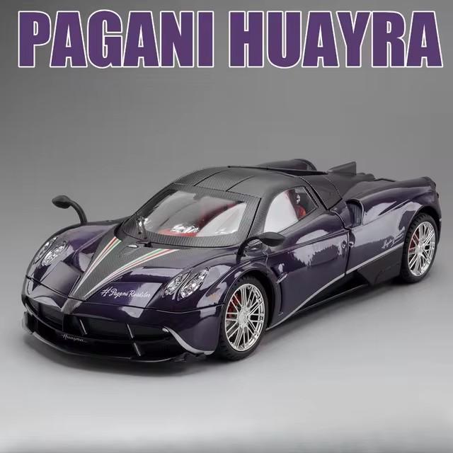 

Large Size 1:18 Pagani Huayra Toy Model Car Diecast Alloy Sport Cars Sound Light Pull Back Shock Absorption Models Festival Gift фиолетовый