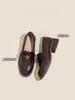 Soft sheepskin~ Camellia handmade soft-soled loafers women's 2025 new spring and autumn mid-heeled single shoes retro small leather shoes