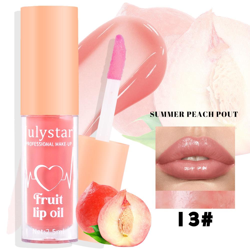 Julystar 20 Color Fruit Lip Gloss Pearlescent Dudu Lip Moisturizing and Moisturizing Mirror Water Light Temperature Changing Lip Oil