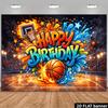 The Banner Background for the 2D Flat Basketball-themed Birthday Party Is Made of Polyester material.XY