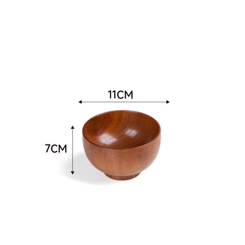 1 Pcs Wooden Bowl Jujube Wooden Bowl Round Large Soup Bowl Creative Children'S Rice Bowl Tableware