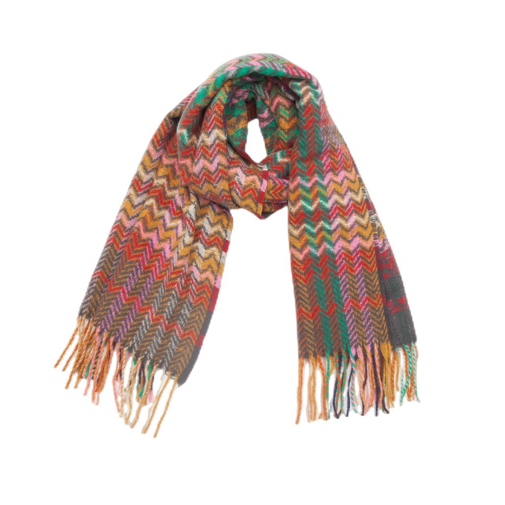 Herbst Winter Dicke Welle Gestreiften Schal Weibliche Warme Quaste Schal