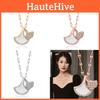 Stylish Titanium Steel Locking Chain Necklace With Inlaid Ginkgo Leaf Pendant For Trendy Women