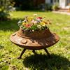 Kleine Decoratieve Bloempot Metaal UFO Plantenbak, Retro Roestige Buitenaardse Ruimteschip Plantenpot, Nieuwigheid Sciencefiction Thema Decor Container voor Vetplanten