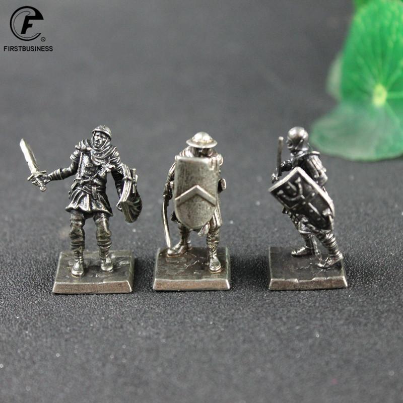 Metal Copper European Medieval Legionnaire Shield Soldiers Model Figurines Miniatures Desktop Game Decorations Toy Ornament Gift