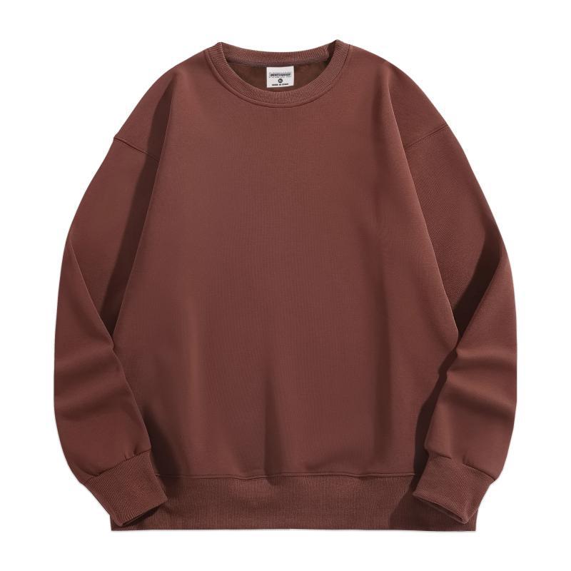 Men's Heavyweight Velvet Crewneck Sweatshirt - Thick Lambswool-Style, Loose Fit, Solid Color, Unisex, 500g.