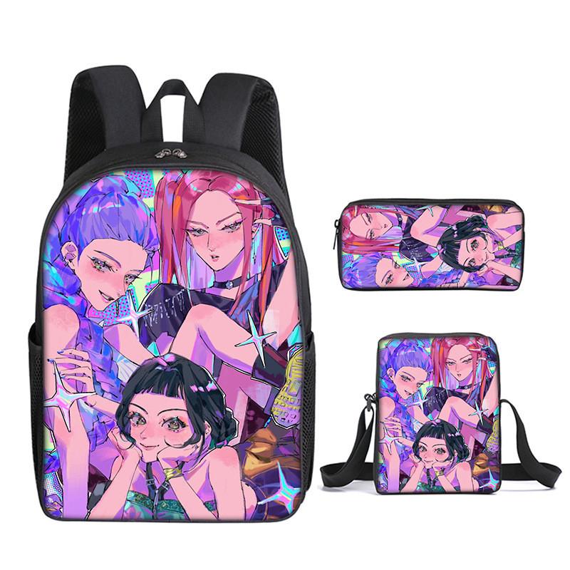 Kpop Demon Hunters School Backpack Set With Oxford Fabric And Air Cushion Straps For Students