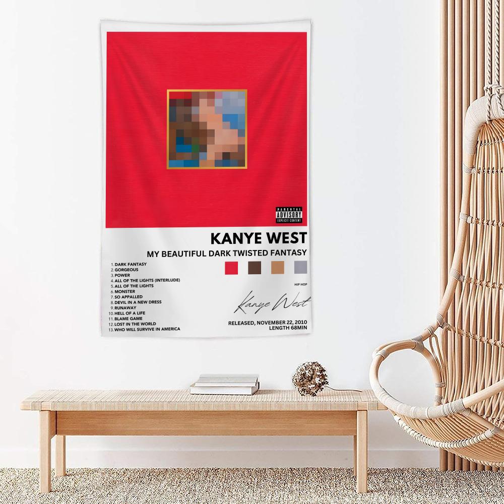 Rapper Singer KKanye West Tapestry For Bedroom Living Room Outdoor Wall Decor Simple Stylish Art Piece Vertical Design