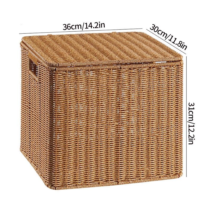 Grote geweven opbergmand met deksel Handgemaakte kleding wasmanden diverse spullen speelgoed container Imitatie rotan kledingbak