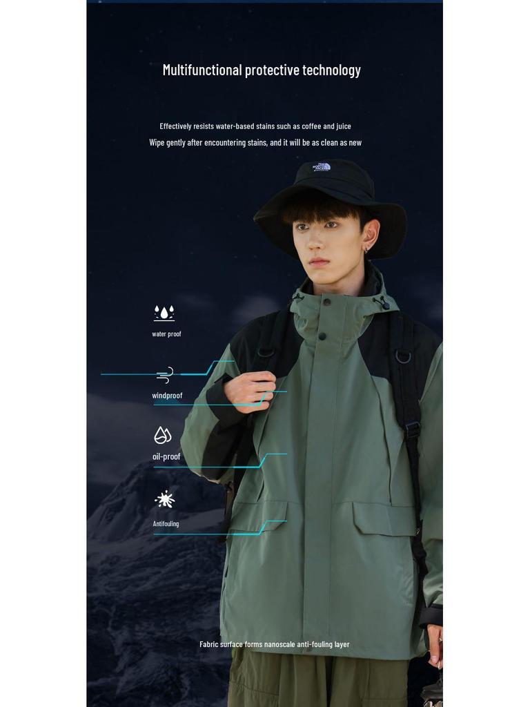 Korean Style Men's Loose Fit Outdoor Suit: 3-in-1 Winter Windbreaker