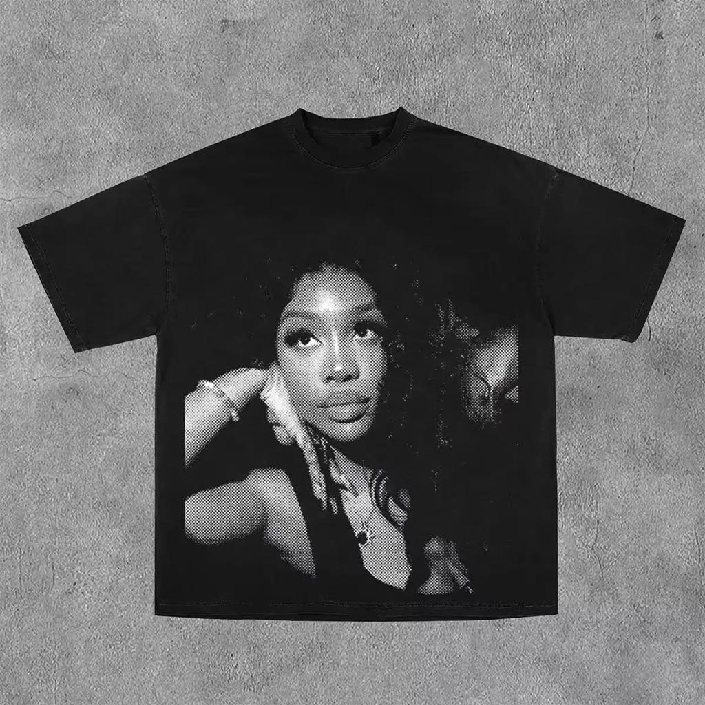 American Hiphop Character Pattern Printed Tshirt 2026 Spring Summer Casual Fashion Harajuku Gothic Retro Tshirt Unisex Y2k Top