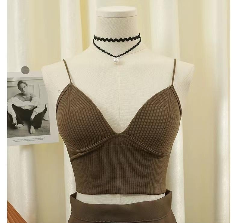Spring and Summer Products Small Halter Vest With One Piece Fixed Cup Chest Binding Outside Wear Soled Strapless
