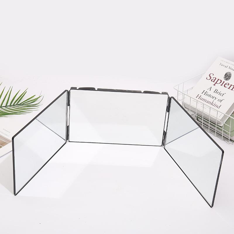 3 Way Mirror for Self Hair Cutting 360 Trifold Hair Cut Spegel för män Kvinnor, Makeup Sminkspegel svart