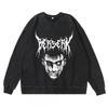 Heavyweight 360g Washed Vintage Berserk Anime Streetwear Cotton Pullover Hoodie-Free Crewneck Sweatshirt Men