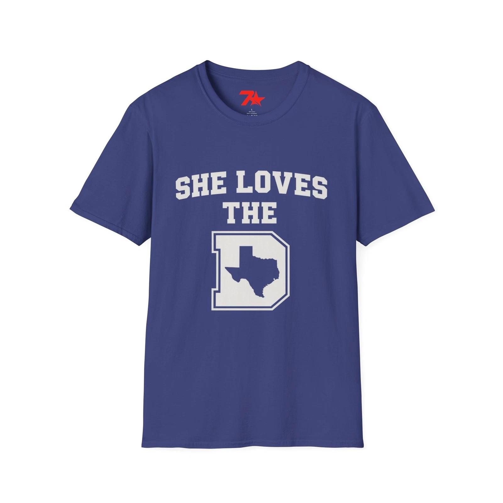 Unisex Dallas Football T shirt, She Loves the D, Gift for Football Fans, Sports S