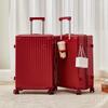 Red Wedding Dowry Suitcase: New Trolley Case for Brides & Grooms, with Password Lock and Leather Finish.